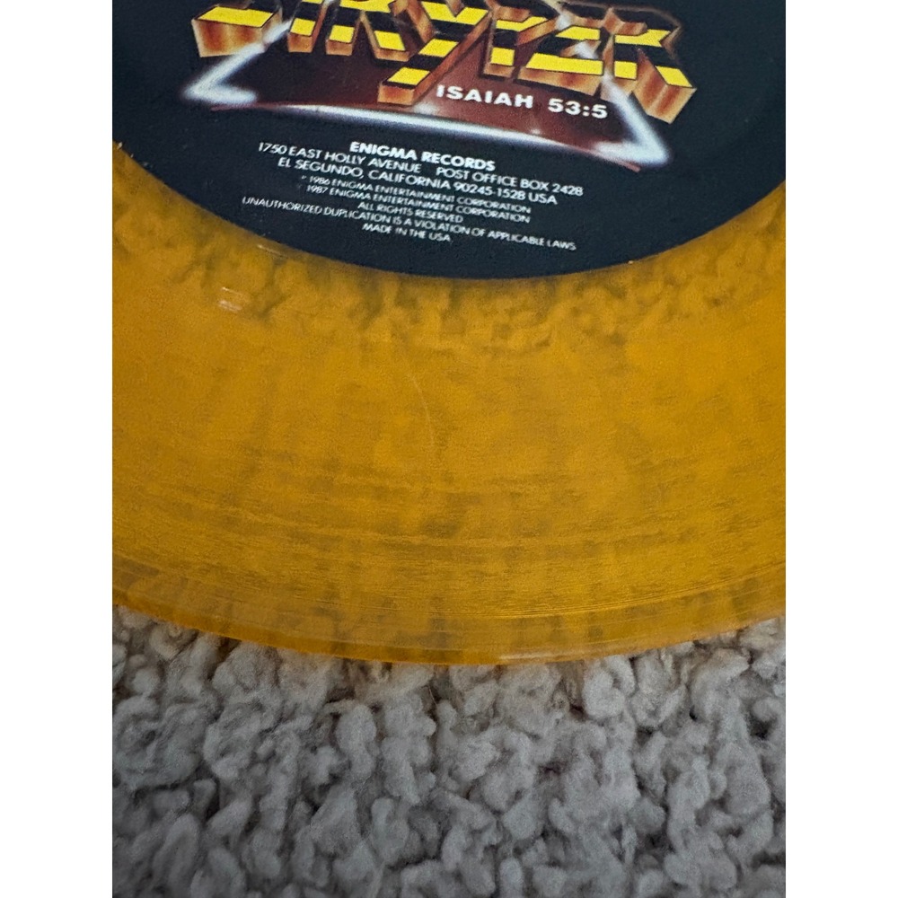 Stryper Free Calling On You 7in Yellow Translucent Vinyl Single 1986 B-75000 - Picture 4 of 4